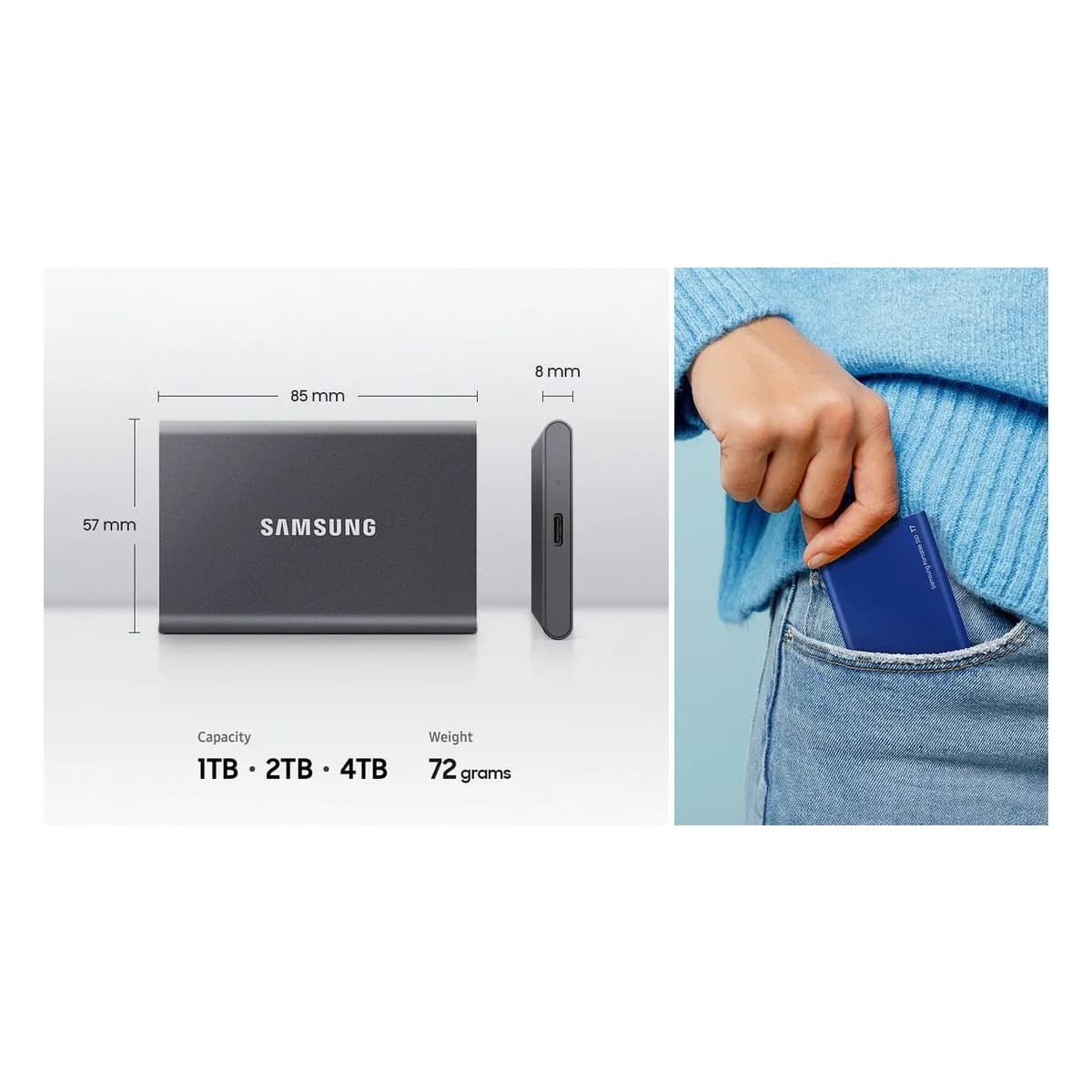 Samsung T7 vanjski SSD 1TB srebrna