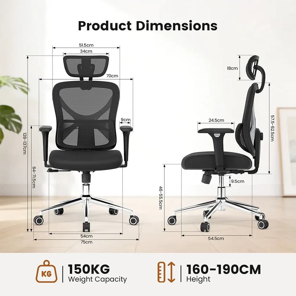 ACGAM CG-5345M ergonomski uredska stolica with 3D Armrest & Mesh Back - 4