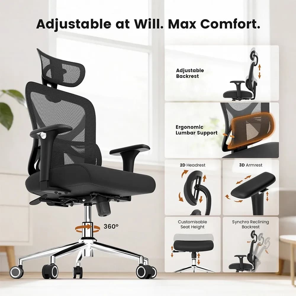 ACGAM CG-5345M ergonomski uredska stolica with 3D Armrest & Mesh Back - 5